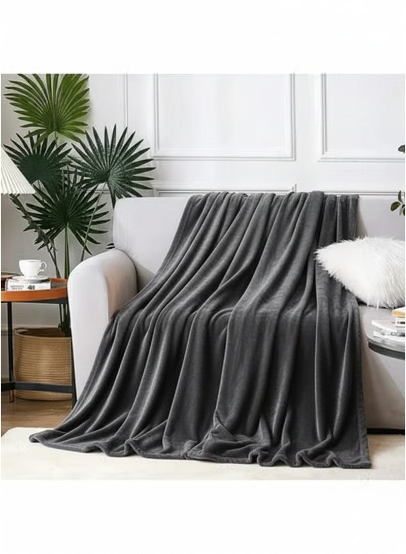 Ultra Soft Gray Fleece Blanket, Super Warm & Breathable Throw, Skin-Friendly Cozy Bed Blanket, Machine Washable Lightweight All-Season Comforter for Sofa, Bed, Travel & Home Use - Image 3